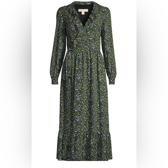 NWOT Michael Michael Kors Floral Ruffle Midi Dress sz L - Picture 3 of 9